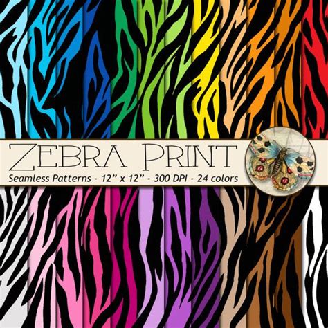 Zebra Print Digital Paper Zebra Print In 24 Bright Colors Etsy