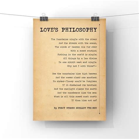 Loves Philosophy Poem By Percy Shelley Poster Print Etsy Uk