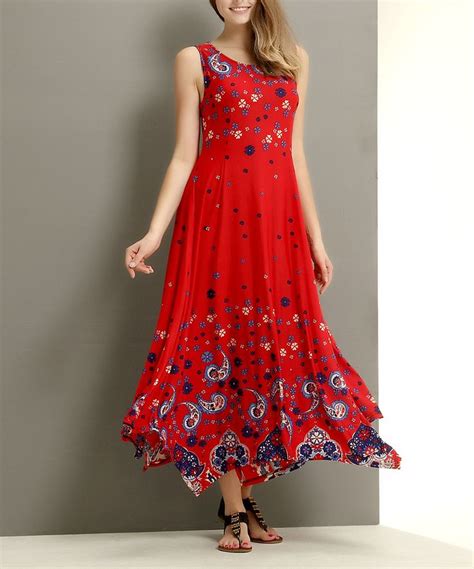 Another Great Find On Zulily Red Paisley Handkerchief Maxi Dress By