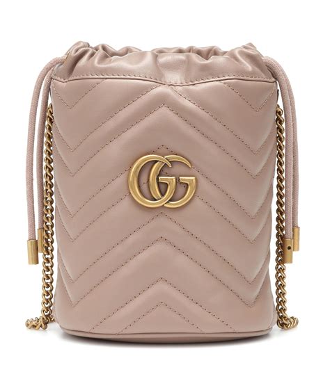 Gucci Gg Marmont Mini Leather Bucket Bag In Pink Lyst