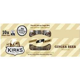 Kirks Ginger Beer Soft Drink Multipack Cans 375ml X10 Pack Woolworths