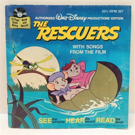 Vintage Disney The Rescuers Book Record Set Disneyland Records 1977
