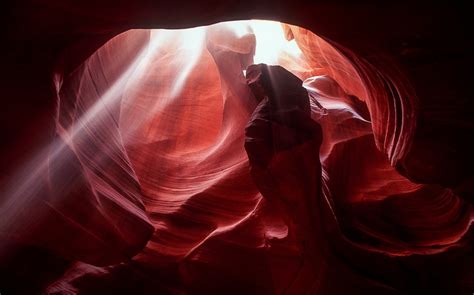 Nature Erosion Antelope Canyon Sun Rays Arizona Red Sandstone