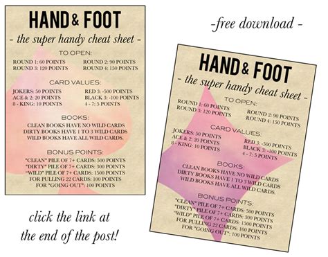 Hand And Foot Rules Printable Printable Word Searches