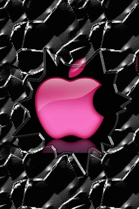 Lock Screen Saver Broken Glass And Pink Apple Locked Iphone Wallpaper