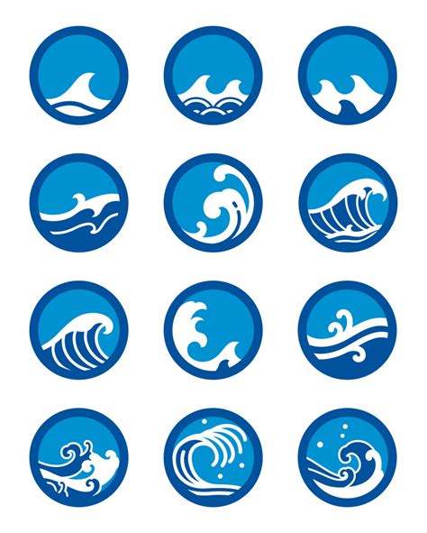 Circular Ocean Wave Icon Set 1019674 Vector Art At Vecteezy