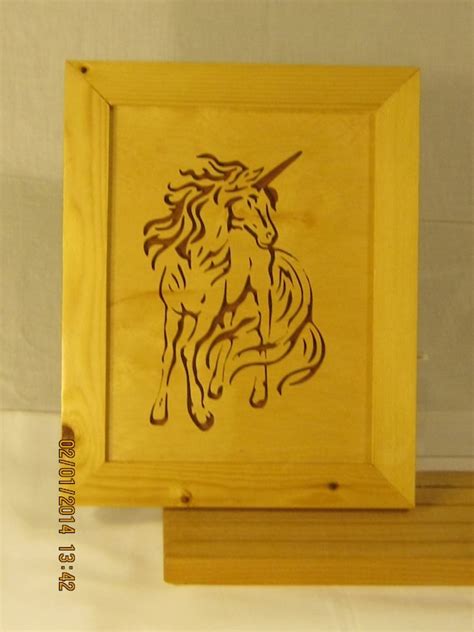Unicorn Framed Hand Made Scroll Saw Picture