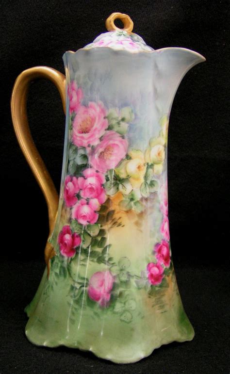 Haviland Limoges Hand Painted Signed Dated Chocolate Pot 1908 Antique