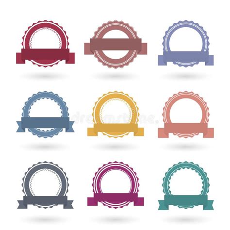 Templates Round Emblems With Ribbons Vector Illustration Stock Vector