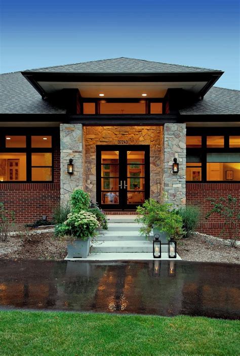 Prairie Style Home Contemporary Entry Detroit By Vanbrouck