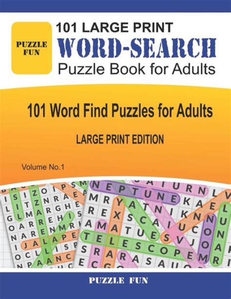 101 Large Print Word Search Puzzle Book For Adults Large Print