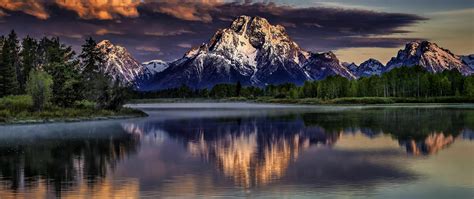 Download Mountain And River Reflections Forest Nature Wallpaper