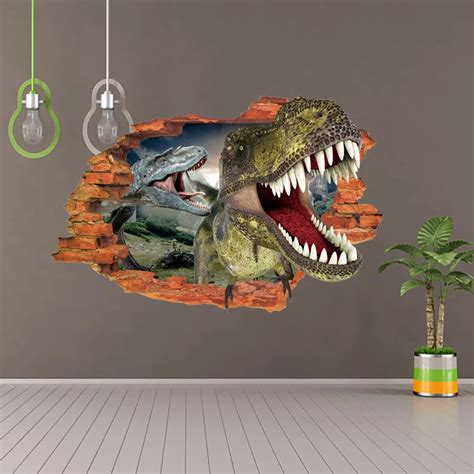 3d Cartoon Wall Stickers Dinosaur 3d Stereo Wall Effect Painting
