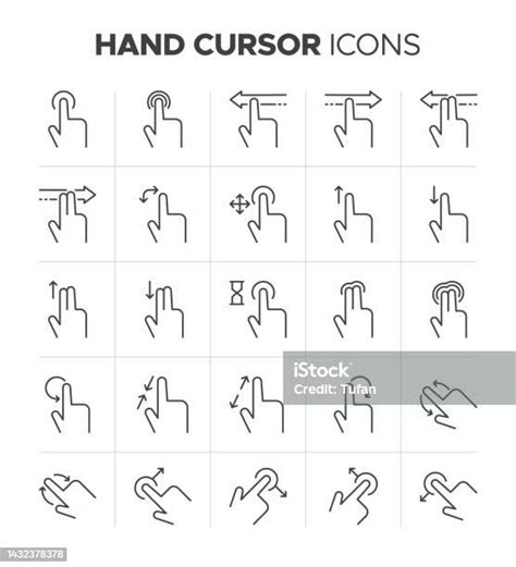 Kumpulan Ikon Kursor Tangan Set Simbol Penunjuk Tangan Kerangka Klik