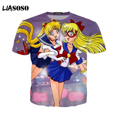 Buy Liasoso Casual Women Tshirt Sailor Moon Digital Printed Hot Anime Sailor