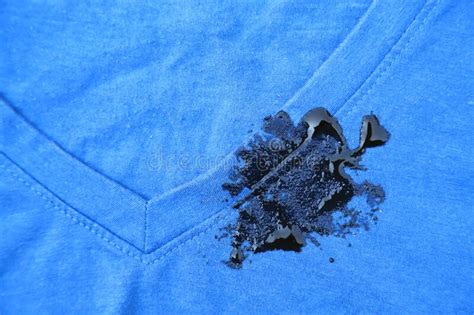 Dirty Tomato Sauce Stain On Blue Cloth For Cleaning Stock Image Image