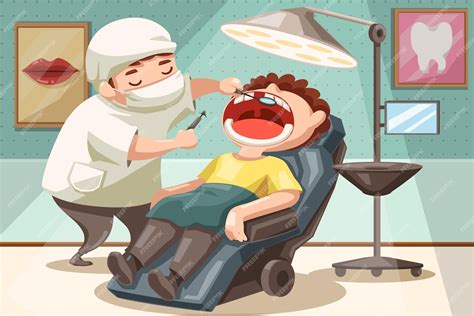free vector the dentist man is examining the teeth in patient s mouth lying down in dental