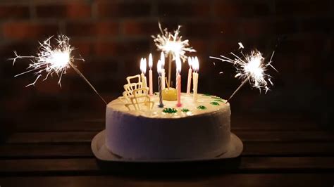 Birthday Cake With Sparklers Stock Video Motion Array