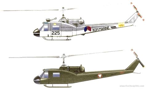 Bell 204b Uh 1f Huey Helicopter Drawings Dimensions Figures