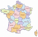 Mappa della Francia mostrando regioni - Mappa della Francia e le sue ...