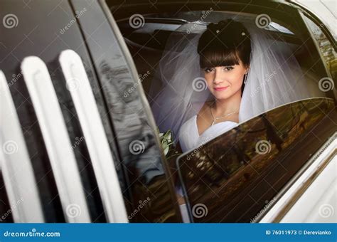 Beautiful Bride In Wedding Limousine Stock Image Image Of Limousine Glamour 76011973