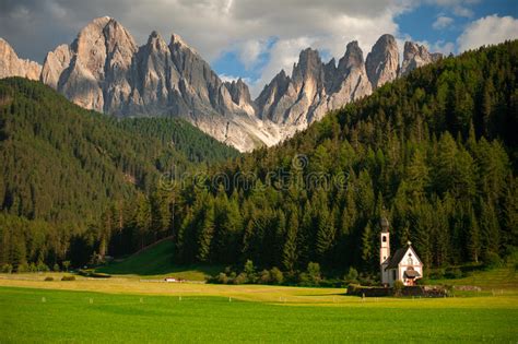 Small Chapel And Mighty Dolomite Mountains Stock Image Image Of