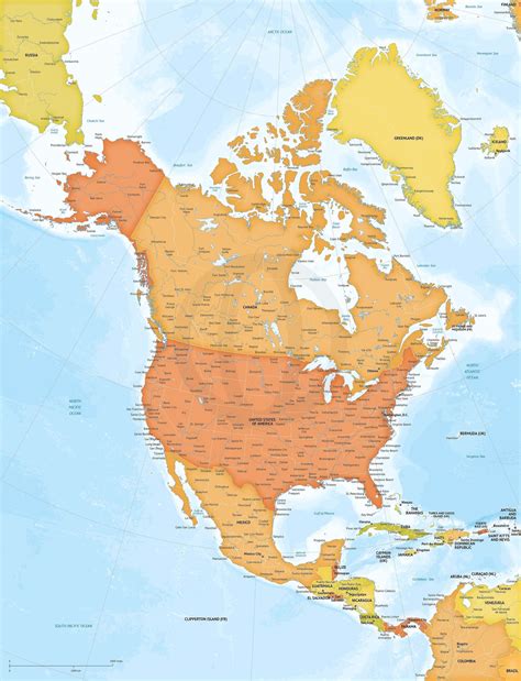 Vector Map Of North America Xl Size North America Map North America