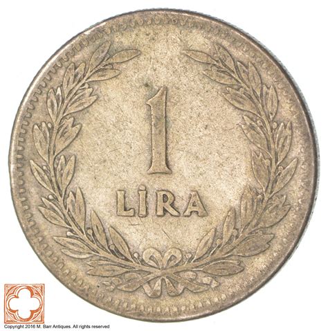 Silver 1947 Turkey 1 Lira World Silver Coin 75 Grams Property Room
