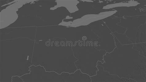 Ohio Extruded Mainland United States Stereographic Relief Map Stock