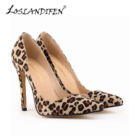Sexy High Heels Women Pumps Shoes Leopard Print Pointed Toe Work Pumps