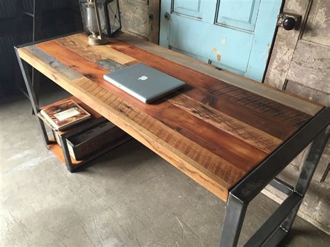 Reclaimed Wood Patchwork Desk Gadget Flow
