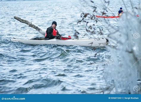 Winter Kayaking On The River In Ukraine 26 Stock Photo Image Of