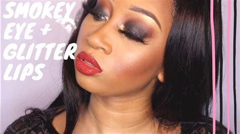 How To Black Smokey Eye Red Glitter Lips Tantoobad Youtube
