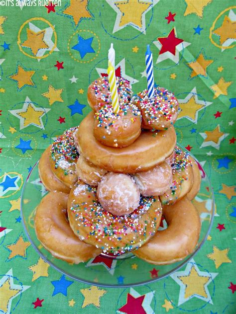 Donut Birthday Cake With Candles Cake Donuts Birthday Cake With