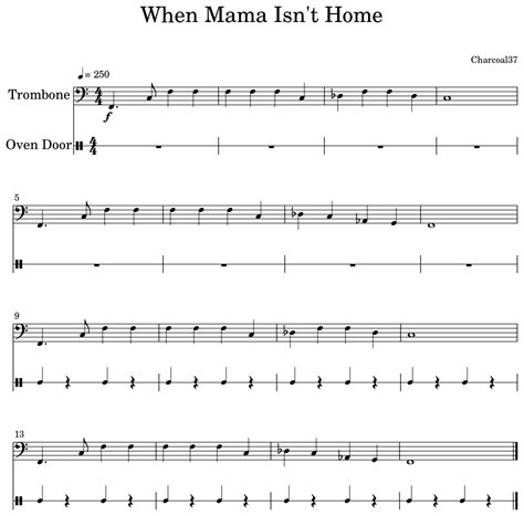When Mama Isnt Home Sheet Music For Trombone Side Stick