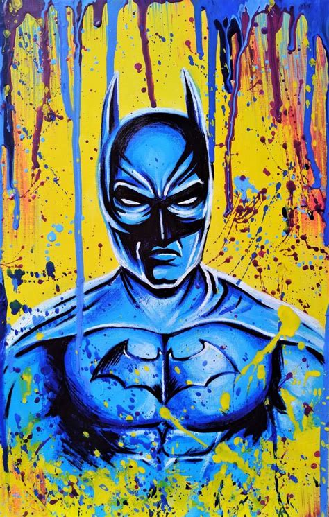 Batman Original Acrylic Painting Dc Comic Colorful Art Comic Book