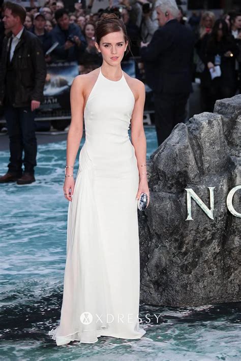 Emma Watson White Halter Semi Formal Prom Dress Xdressy