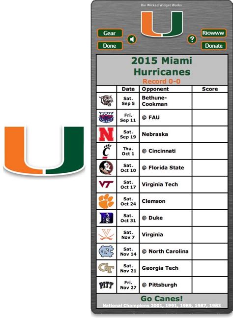 Free 2015 Miami Hurricanes Football Schedule Widget For Mac Os X Go Canes National