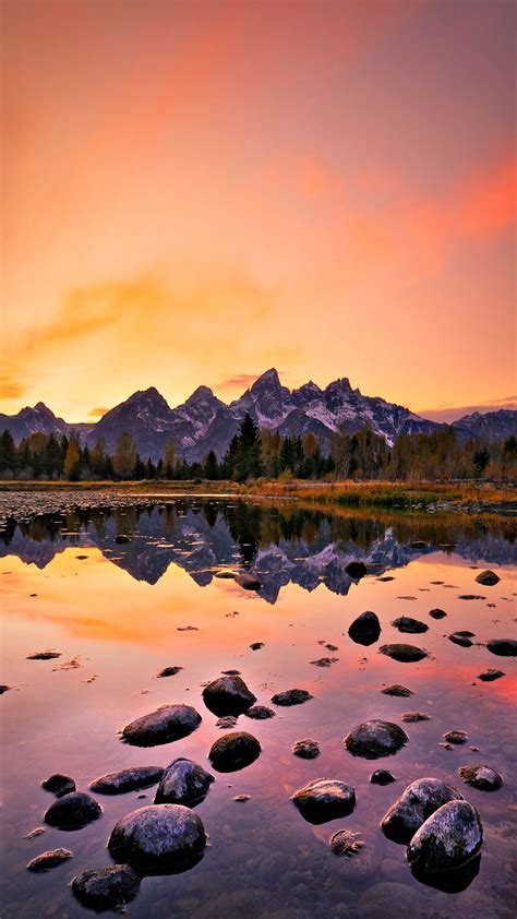 Mountain Lake Sunset Iphone 6 Wallpaper Fotografia Da Natureza