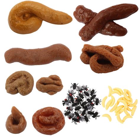 Buy 48 Pcs Fake Poop with Realistic Fake Flies and Yellow Maggots Set