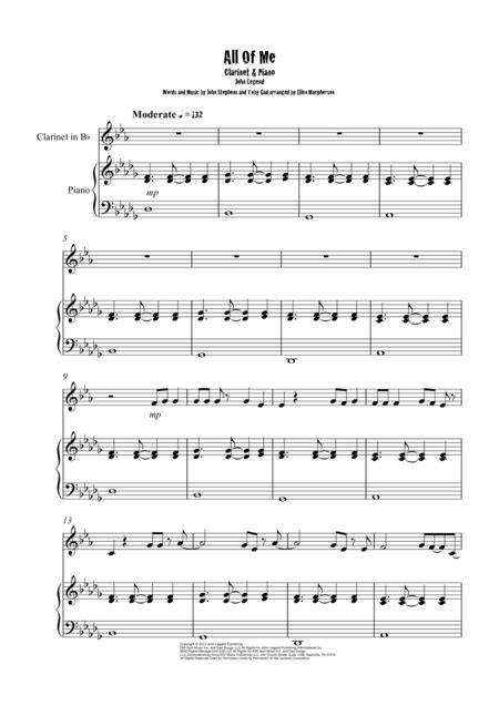 Von klassischen klavierstücken bis modernen popsongs. Download All Of Me / John Legend / Clarinet & Piano Sheet ...