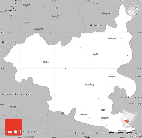Gray Simple Map Of Hazaribag