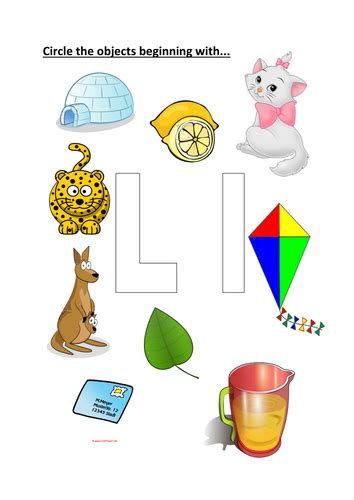 Working on letter sounds and phonics is a building block for reading (and spelling). circle objects that start with the letter L | Teaching ...