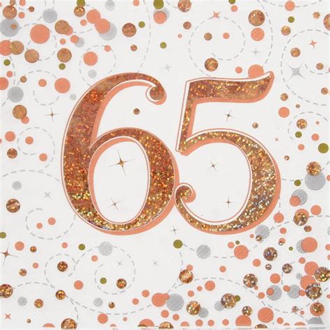 65th Birthday Napkins Sparkling Rose Gold Party Save Smile