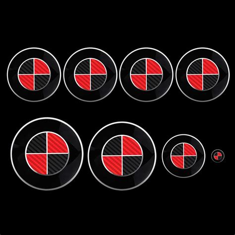 Black And Red Carbon Decals For Bmw Badge Roundel Inserts Badge