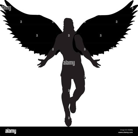 Flying Man Angel Silhouette Mythology Symbol Fantasy Tale Stock Vector