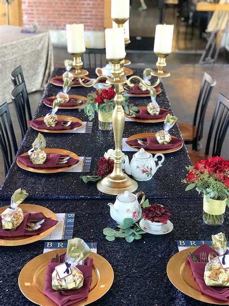 Beauty And The Beast Themed Table Disney Themed Bridal Shower Disney