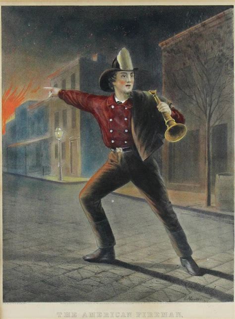 Currier And Ives The American Fireman Rushing To The Conflict 1858