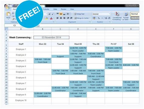 Availability Schedule Template Excel