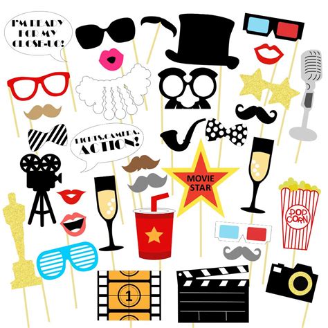 Buy Movie Party Photo Booth Props Kit Movie Night Party Supplies